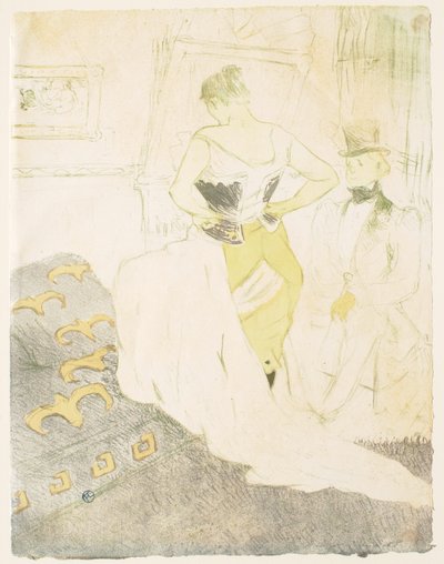 Elles: vrouw in een korset - De versierpoging door Henri de Toulouse-Lautrec