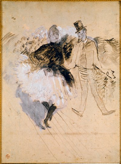 Goulue en Valentin le Desosse bij de Moulin de la Galette door Henri de Toulouse Lautrec