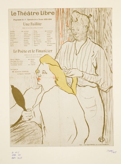 Kapper, programma van het Théâtre Libre door Henri de Toulouse-Lautrec