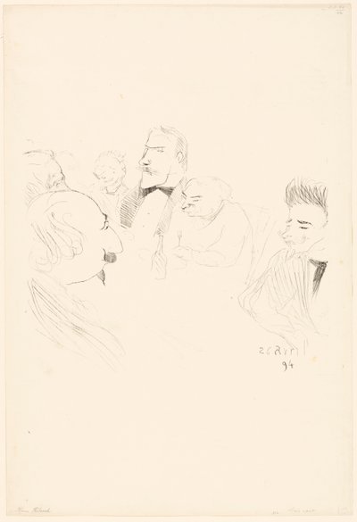 Menukaart voor Adrien Hébrard door Henri de Toulouse-Lautrec