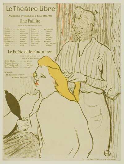 De kapper, programma voor het Théâtre Libre door Henri de Toulouse-Lautrec