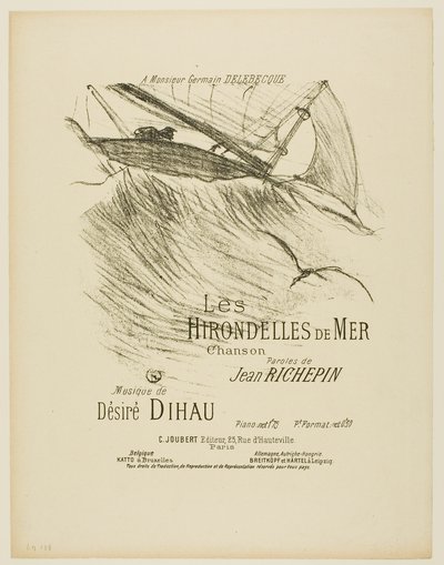 De Zeezwaluwen, uit Mélodies de Désiré Dihau door Henri de Toulouse-Lautrec