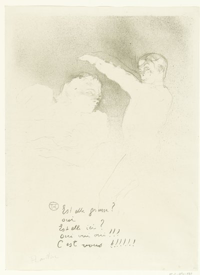 Portret van Marcelle Lender en Albert Brasseur bij het variétè door Henri de Toulouse Lautrec (signed by artist)