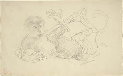 Een aap die op zijn rug speelt door Henri de Toulouse Lautrec