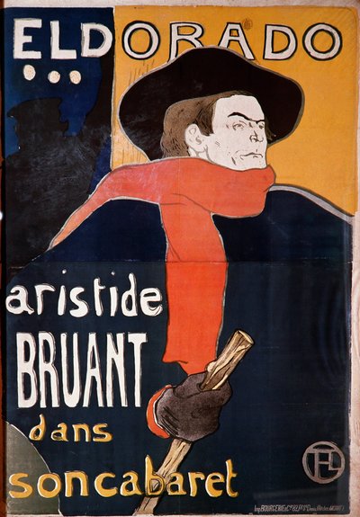 Aristide Bruant in zijn cabaret door Henri de Toulouse Lautrec