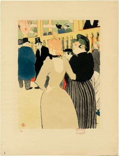 Bij de Moulin Rouge, La Goulue en haar zus door Henri de Toulouse Lautrec