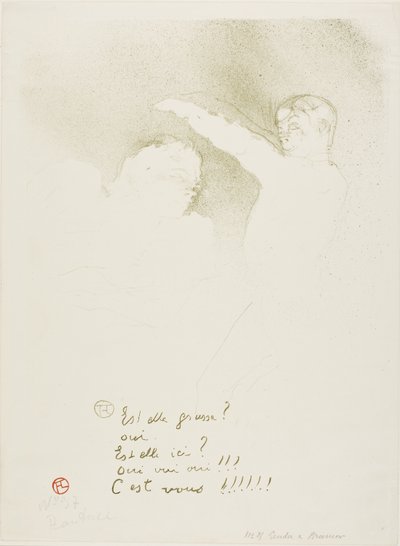 Bij de Variétés: Mademoiselle Lender en Brasseur door Henri de Toulouse Lautrec