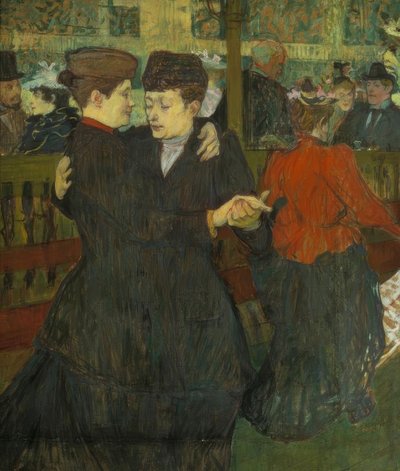 In de Moulin-Rouge. De twee danseressen door Henri de Toulouse Lautrec