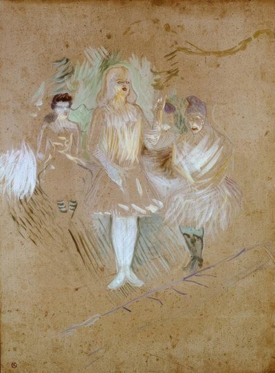 Bij de Folies-Bergère: Figuranten door Henri de Toulouse Lautrec