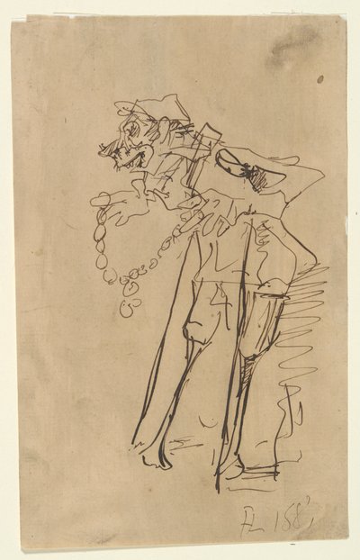 Karikatuur van een soldaat met een onderscheiding door Henri de Toulouse Lautrec