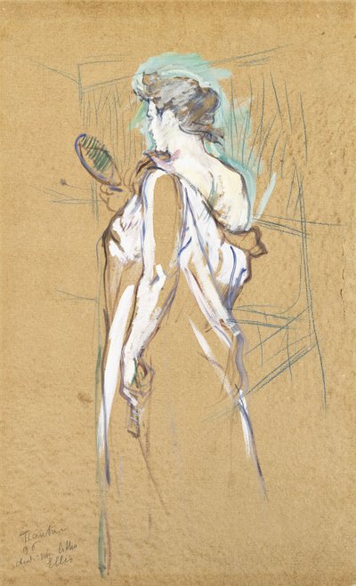 Elles - met spiegel in de hand, 1896 door Henri de Toulouse Lautrec