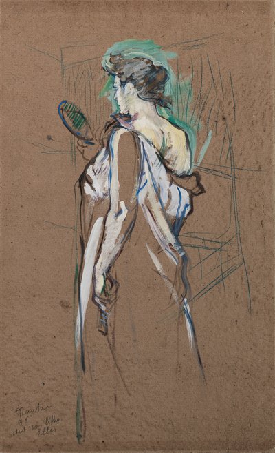 Elles: De Handspiegel, 1896 door Henri de Toulouse Lautrec