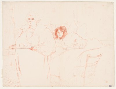 Elles: Vrouw met een dienblad, Mevr. Baron en Mej. Popo door Henri de Toulouse Lautrec
