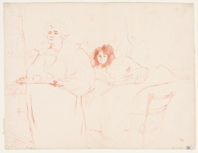Elles: Vrouw die een dienblad draagt, Mevr. Baron en Mej. Popo, 1896 door Henri de Toulouse Lautrec