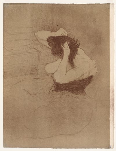 Elles: Vrouw die haar haar kamt door Henri de Toulouse Lautrec