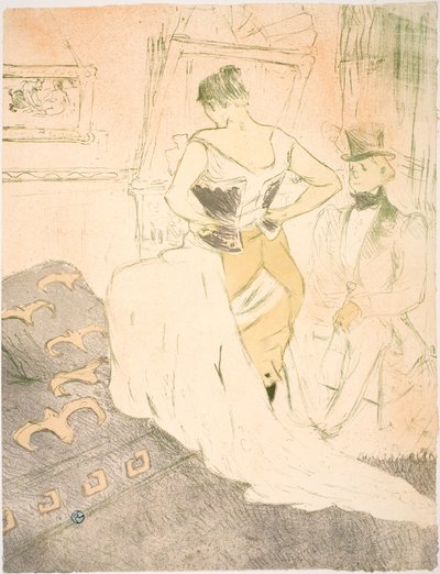 Vrouw in Corset, Verovering van de Passage door Henri de Toulouse Lautrec