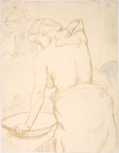 Vrouw die zich wast, de Toilette door Henri de Toulouse Lautrec