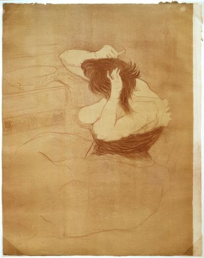 Vrouw die haar haar kamt, Het kapsel door Henri de Toulouse Lautrec