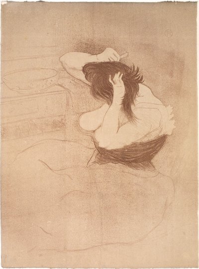 Vrouw die zich kamt, het Kapsel door Henri de Toulouse Lautrec