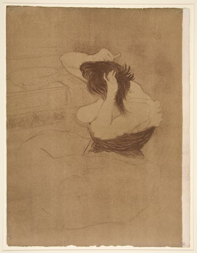 Vrouw die Haar Kamt, uit de serie Elles door Henri de Toulouse Lautrec