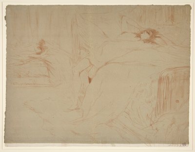Vrouw liggend op haar rug, vermoeidheid, uit de serie Elles door Henri de Toulouse Lautrec