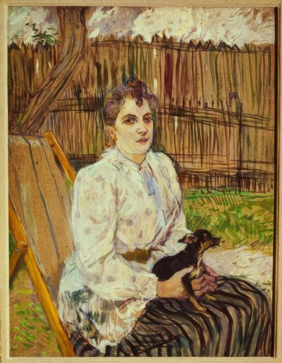Vrouw met hond door Henri de Toulouse Lautrec