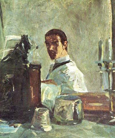 Frans:  Auto-portrait devant un miroir Zelfportret voor een spiegel door Henri de Toulouse-Lautrec
