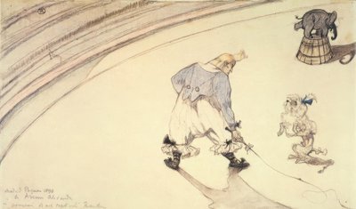 In het circus: De clown Footit met poedel en olifant door Henri de Toulouse Lautrec