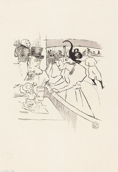 In de schaatsende professionele schoonheid door Henri de Toulouse Lautrec