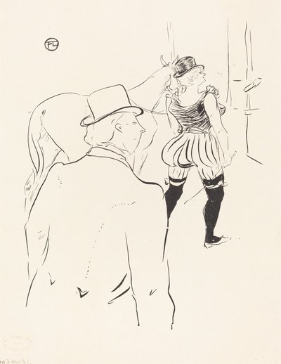 In de Vleugels van de Folies-Bergere: Mevrouw Lona Barrison met Haar Manager en Echtgenoot door Henri de Toulouse Lautrec