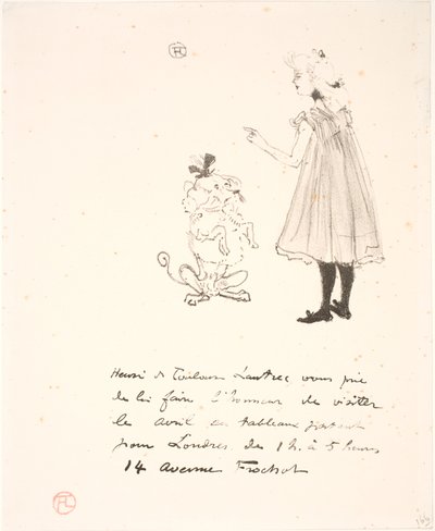 Uitnodiging voor een tentoonstelling door Henri de Toulouse Lautrec