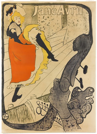 Jane Avril, 1893 door Henri de Toulouse Lautrec