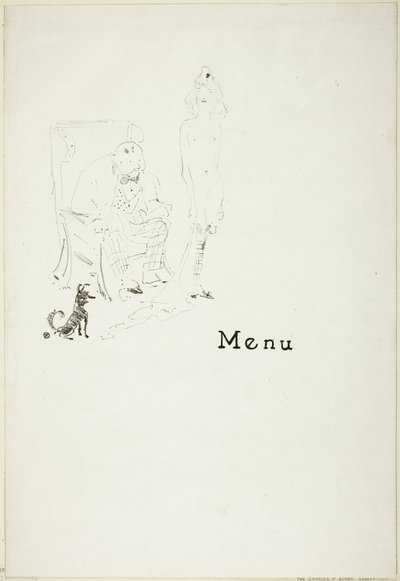 Het naakte meisje: Menu door Henri de Toulouse Lautrec
