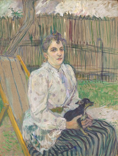 Dame met een Hond door Henri de Toulouse Lautrec