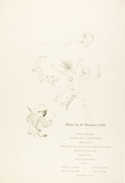 De krokodil, Menu door Henri de Toulouse Lautrec