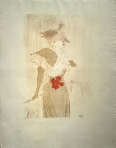 Juffrouw Marcelle Lender, staand door Henri de Toulouse Lautrec