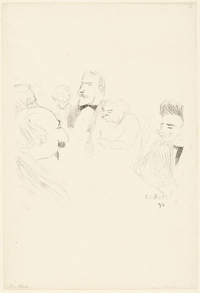 Menukaart voor Adrien Hébrard door Henri de Toulouse Lautrec