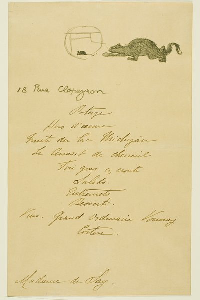 Menu voor een diner gegeven door May Belfort door Henri de Toulouse Lautrec