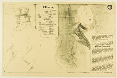 Oscar Wilde en Romain Coolus—Programma voor Raphaël en Salomé door Henri de Toulouse Lautrec