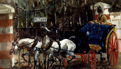 Paar paarden voor poort door Henri de Toulouse Lautrec