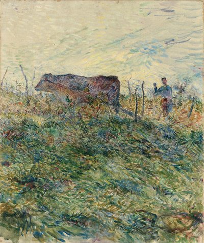 Ploegen in de Wijngaard, 1883 door Henri de Toulouse Lautrec