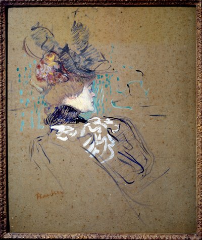 Portret van vrouw in profiel (Madame Lucy) door Henri de Toulouse Lautrec