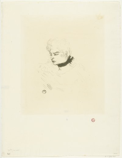 Portret van Mademoiselle Pois Vert door Henri de Toulouse Lautrec
