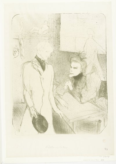 Portret van actrice Marthe Brandès en acteur Charles le Bargy in toneelstuk Les Cabotins door Henri de Toulouse Lautrec
