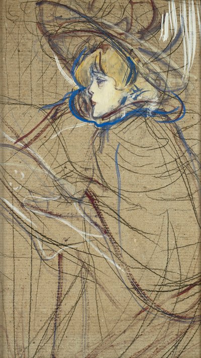 Profiel van vrouw: Jane Avril door Henri de Toulouse Lautrec