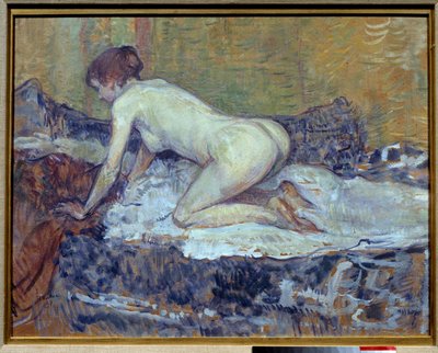 Roodharige naakte gehurkt door Henri de Toulouse Lautrec