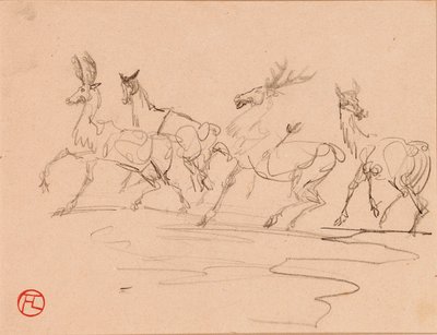 Herten en Hinden door Henri de Toulouse Lautrec