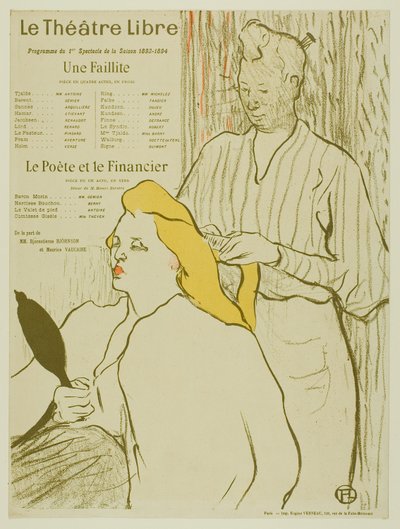 De kapper, programma voor het Théâtre Libre door Henri de Toulouse Lautrec