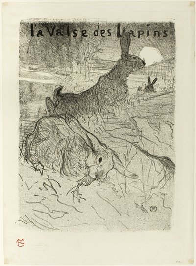 De wals van de konijnen door Henri de Toulouse Lautrec