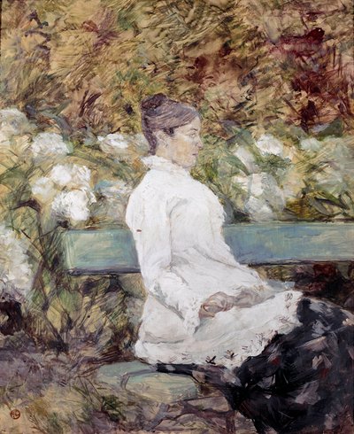 De moeder van de schilder in een tuin door Henri de Toulouse Lautrec